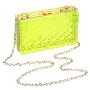 Acrylic Clear Clutch Purses Lattice Evening Handbag Crossbody Bag With C -_-